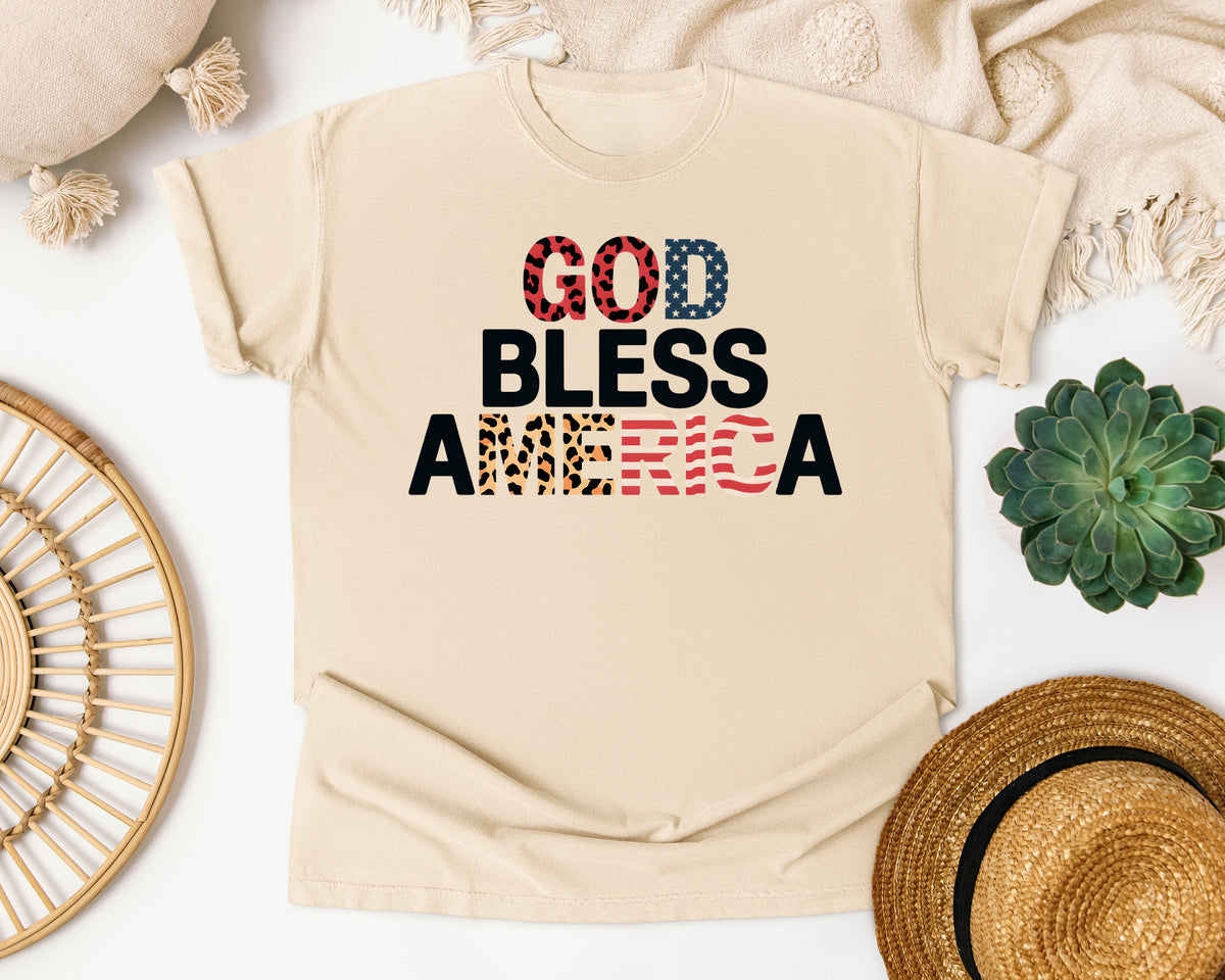 God Bless America Black graphic tee in Ivory