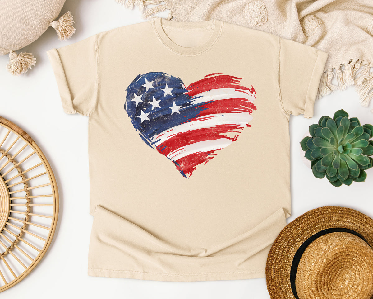 American Flag Heart Red 2 graphic tee in Ivory