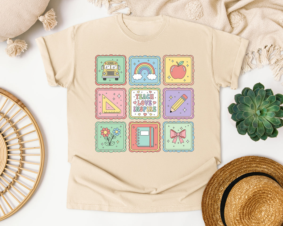 Teacher Icon Squares graphic tee in Ivory