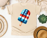 Patriotic Checkered Popsicle graphic tee in Ivory