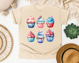 Patriotic Cupcakes Grey graphic tee in Ivory