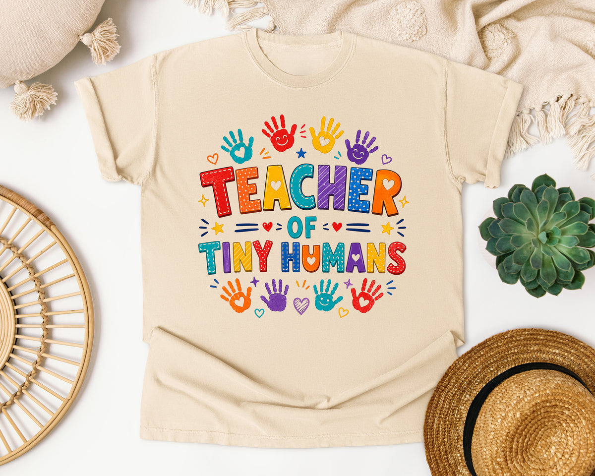 Teacher Of Tiny Humans Handprints graphic tee in Ivory
