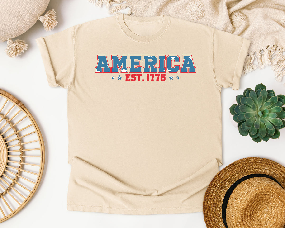 America Est 1776 graphic tee in Ivory