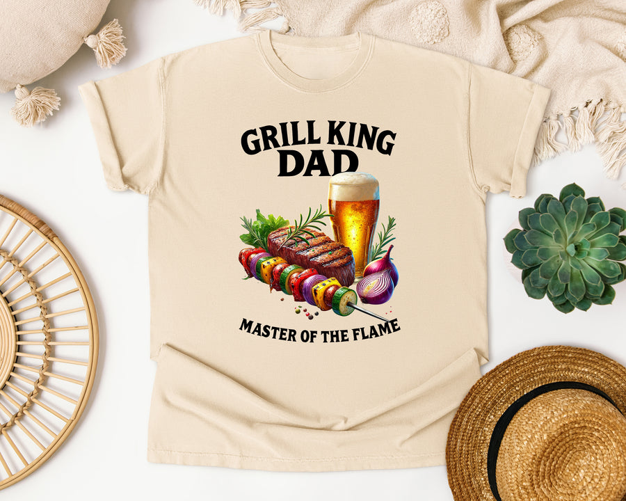 Grill King Dad Master Of The Flame Brown 2 graphic tee in Ivory