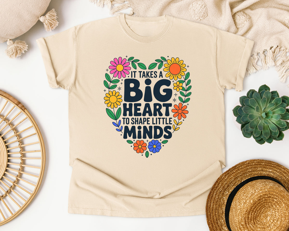It Takes A Big Heart To Shape Little Minds Floral graphic tee in Ivory