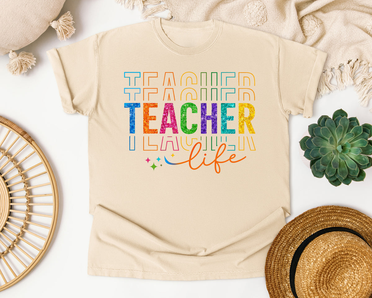 Teacher Life Stacked graphic tee in Ivory