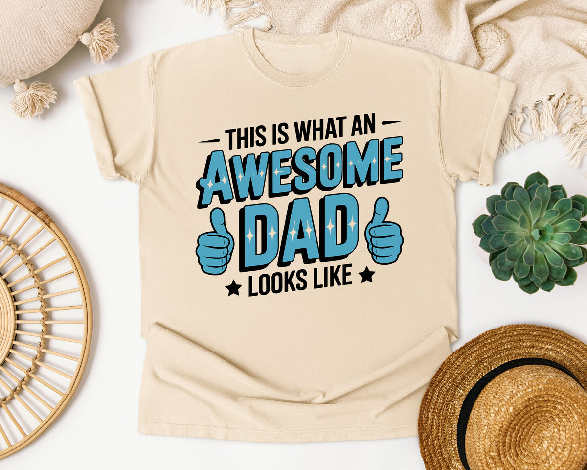 This Is What An Awesome Dad Looks Like Teal graphic tee in Ivory