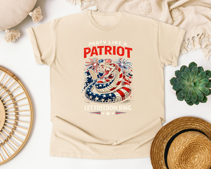 Party Like A Patriot Let Freedom Ring graphic tee in Ivory