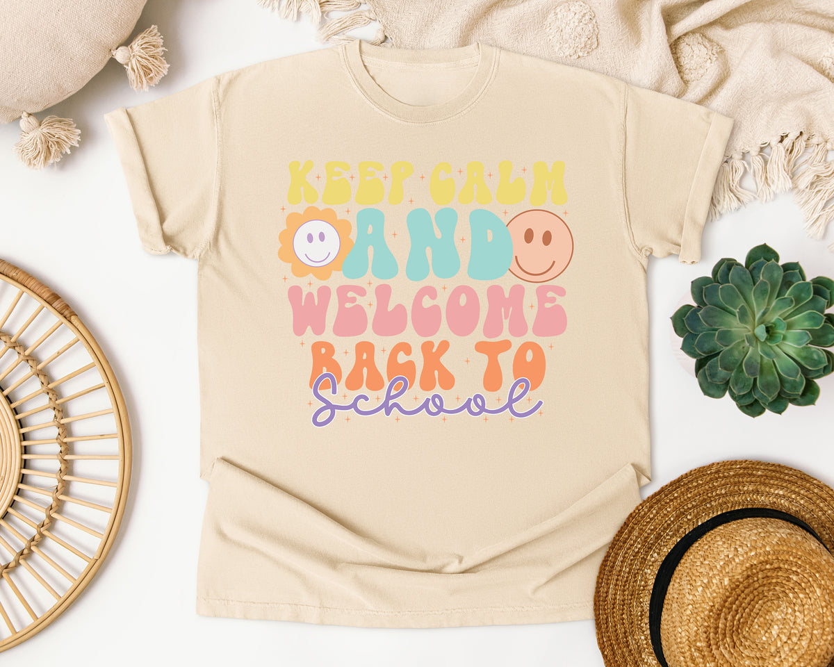 Keep Calm And Welcome Back To School graphic tee in Ivory