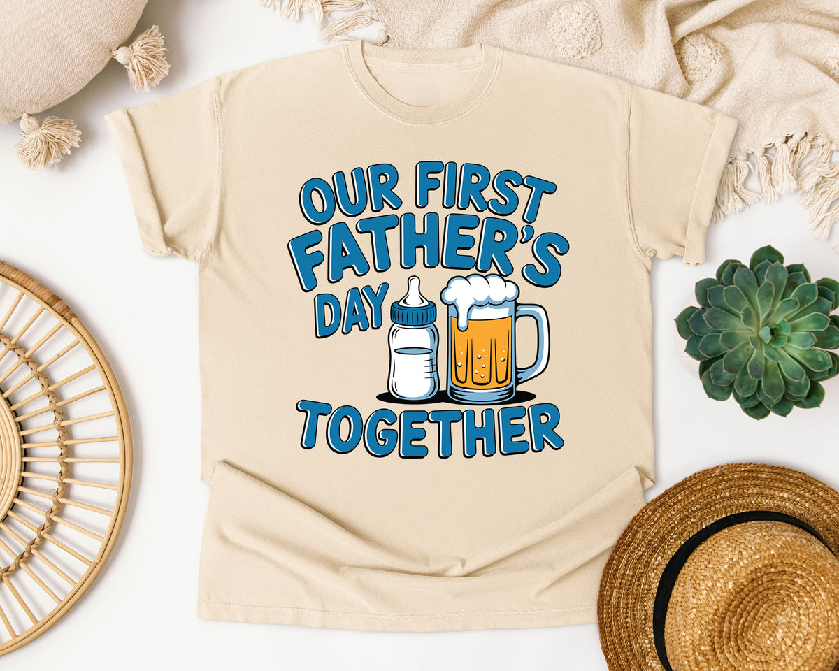 Our First Father's Day Together Grey graphic tee in Ivory