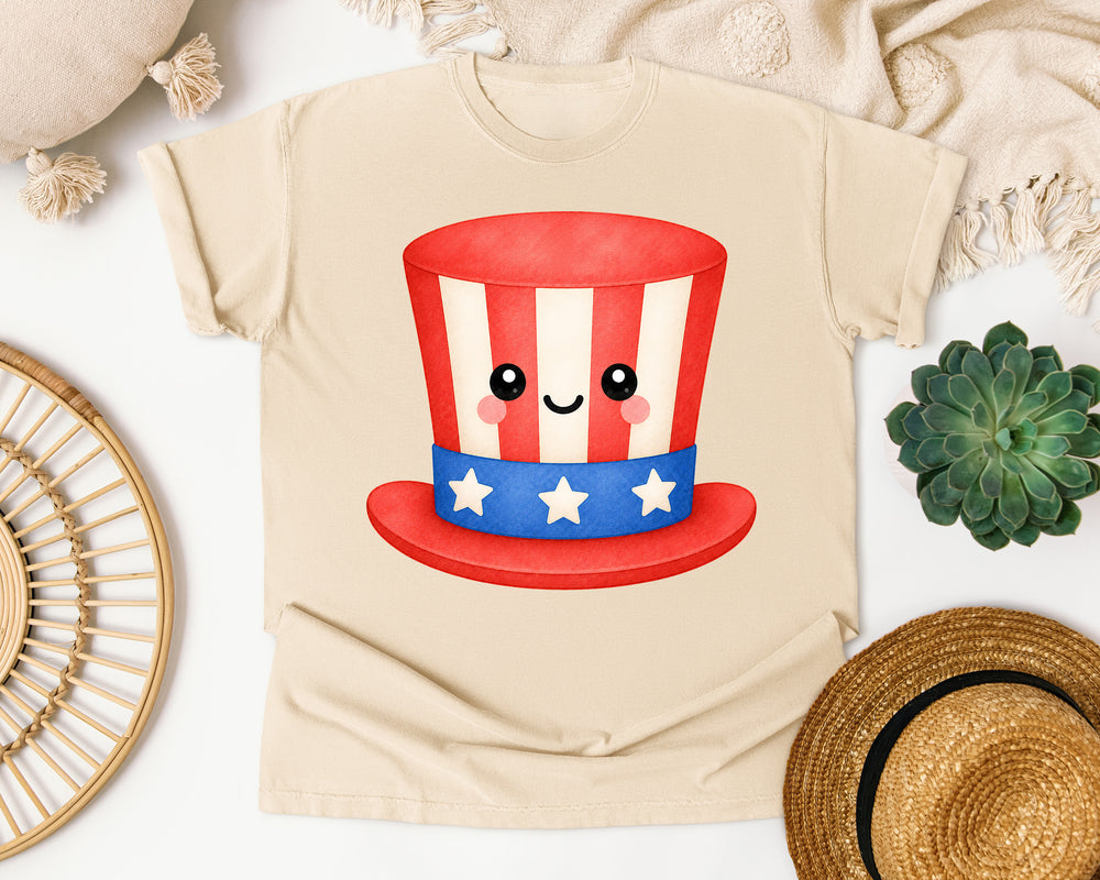 Uncle Sam Top Hat Orange graphic tee in Ivory