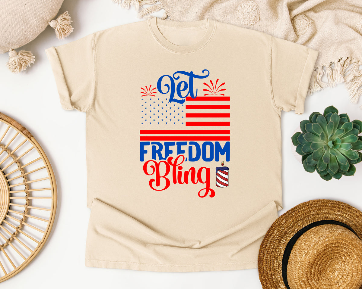 Let Freedom Bling Red graphic tee in Ivory