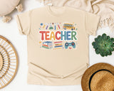 Teacher School Supplies Bright Graphic Tee graphic tee in Ivory