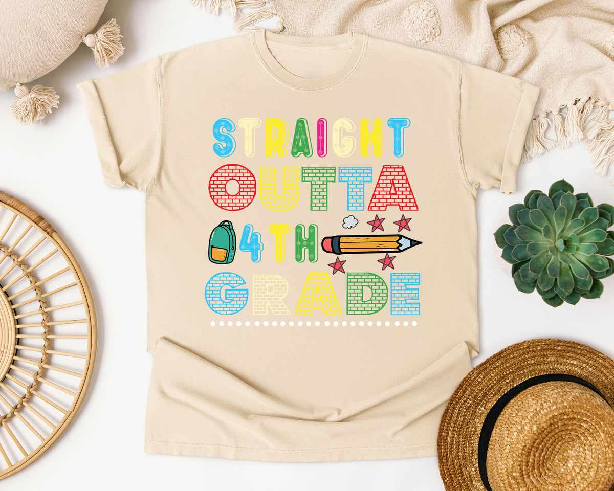 Straight Outta 4th Grade Pencil graphic tee in Ivory