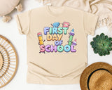 First Day Of School Crayons graphic tee in Ivory