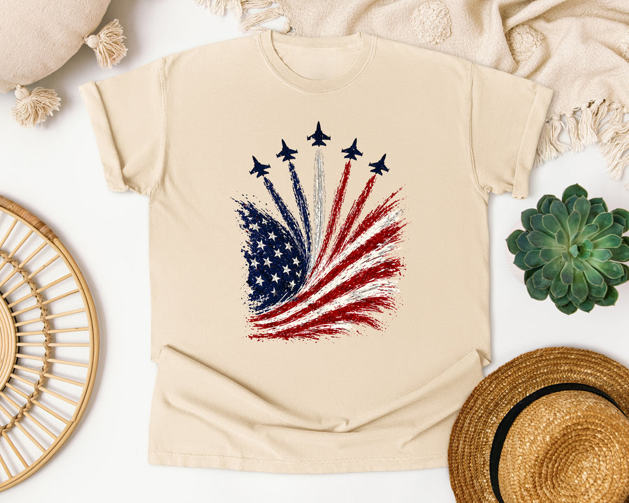 American Flag Firework Burst graphic tee in Ivory