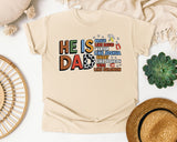 He Is Dad Brave Like David Warrior Like Joshua Grey graphic tee in Ivory