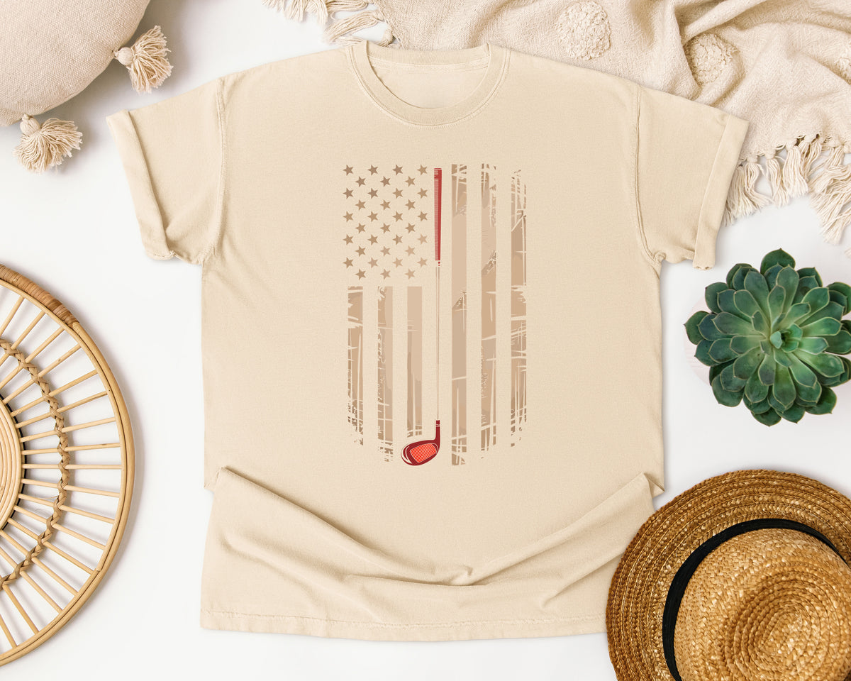 American Flag Golf Clubs graphic tee in Ivory