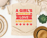 A Girl's First True Love Is Her Father Red graphic tee in Ivory