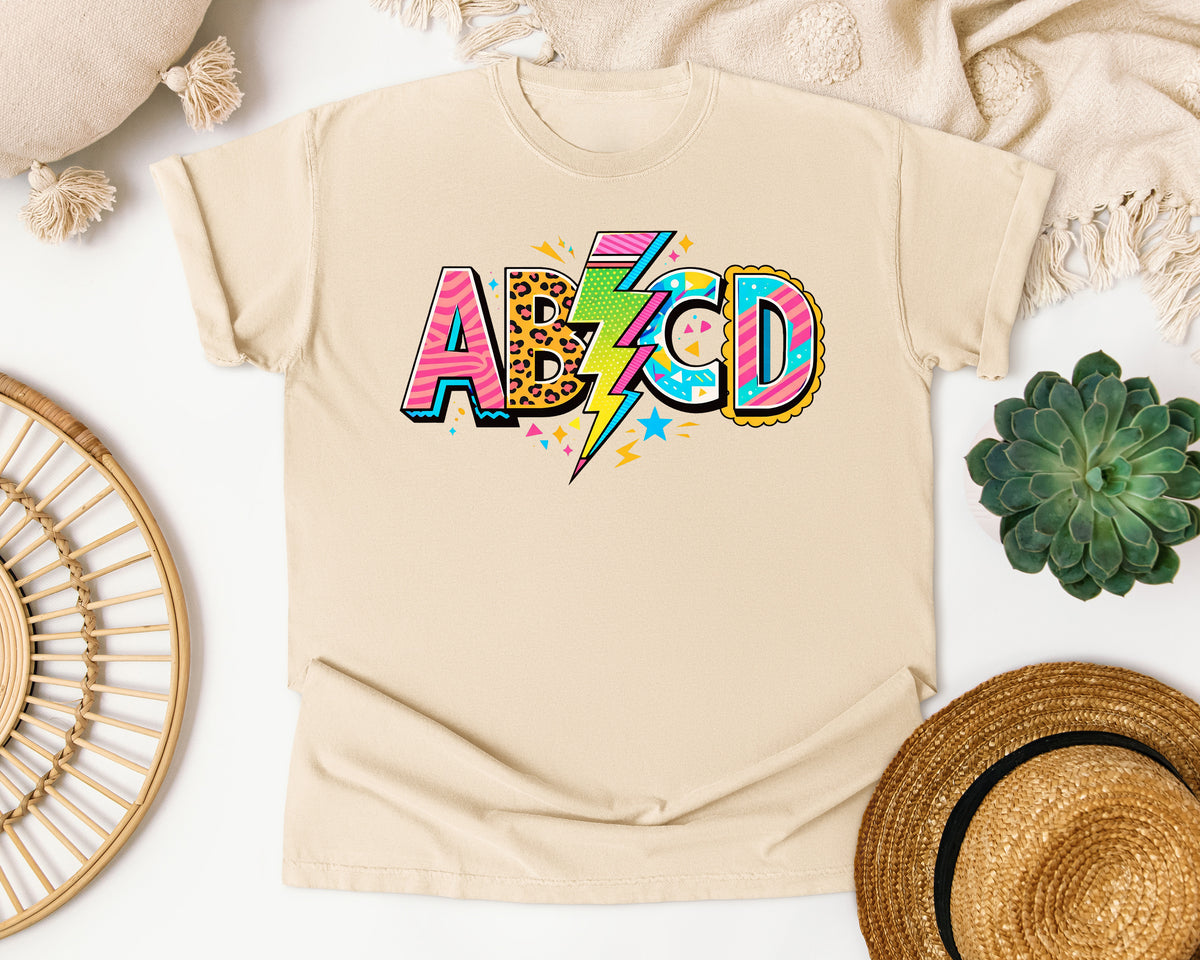 ABCD Leopard Bolt graphic tee in Ivory