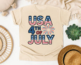 USA 4th Of July Grey graphic tee in Ivory