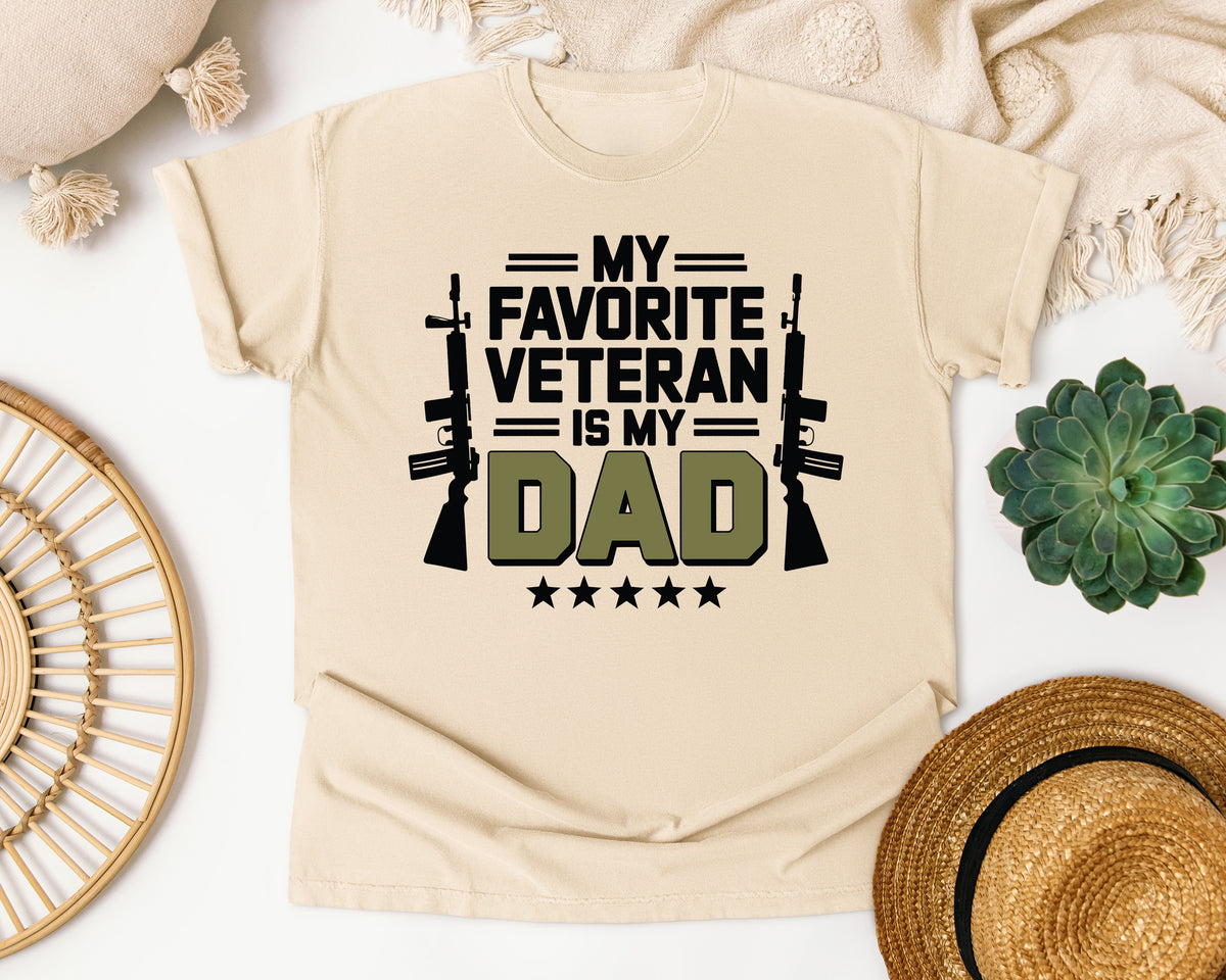 My Favorite Veteran Is My Dad Black graphic tee in Ivory