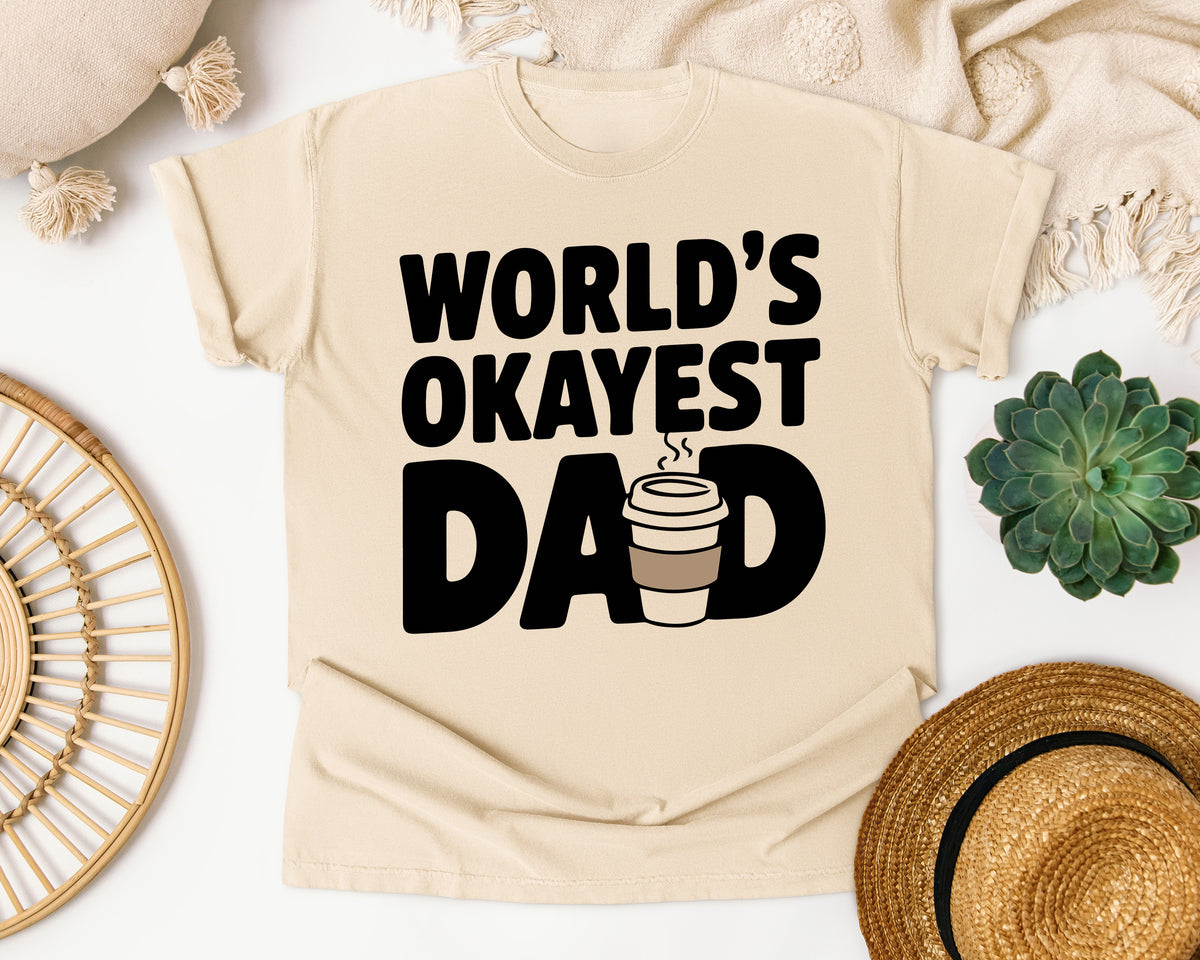 World's Okayest Dad White graphic tee in Ivory