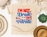 I'm Not Drunk I'm Patriotic Blue graphic tee in Ivory