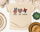 Peace Love Freedom Grey graphic tee in Ivory