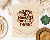 Helping Tiny Humans Do Big Things Retro graphic tee in Ivory