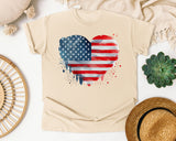 American Flag Heart Grey graphic tee in Ivory