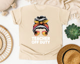 Teacher Off Duty Messy Bun graphic tee in Ivory