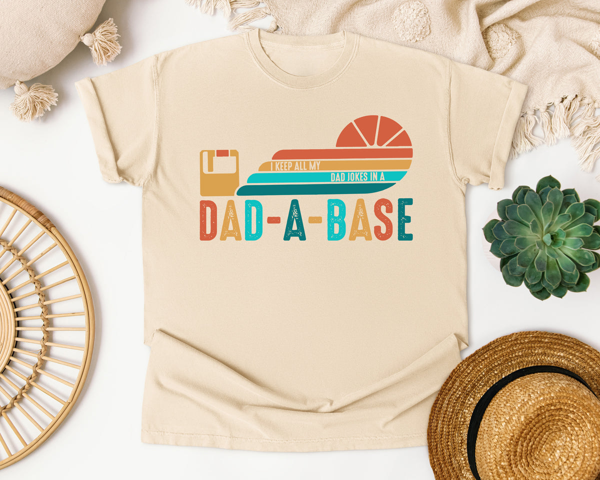 I Keep All My Dad Jokes In A Dad-A-Base graphic tee in Ivory