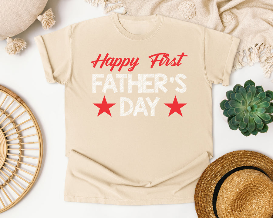 Happy First Father's Day Red graphic tee in Ivory