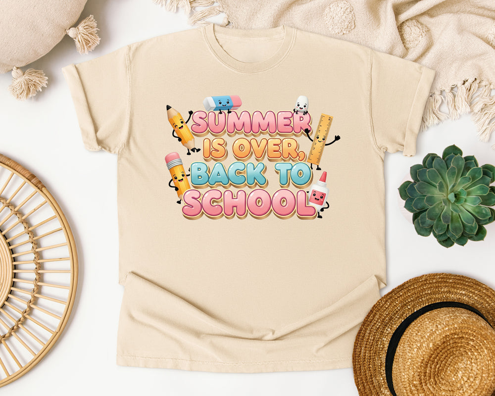 Summer Is Over Back To School Pencils graphic tee in Ivory