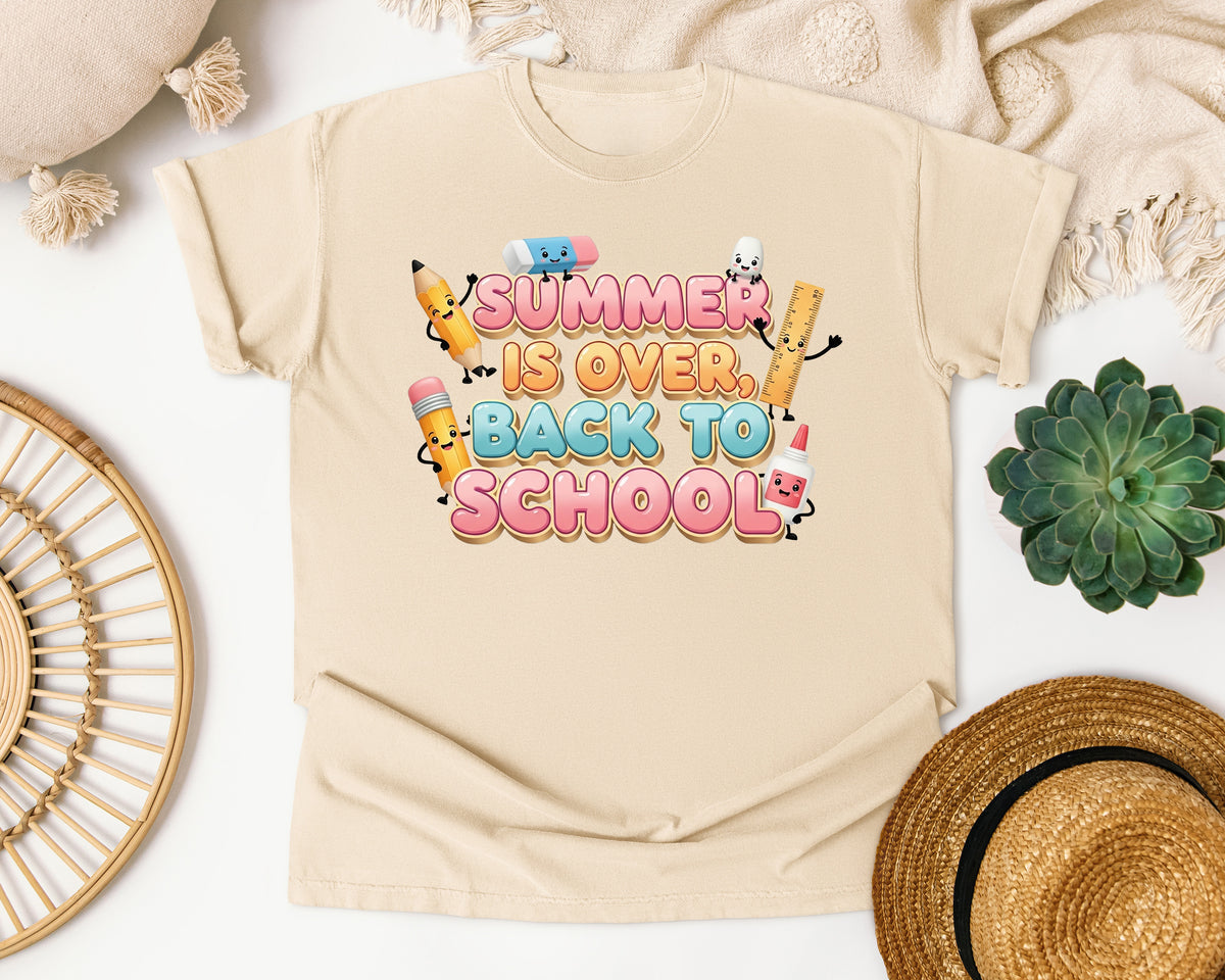 Summer Is Over Back To School Pencils graphic tee in Ivory