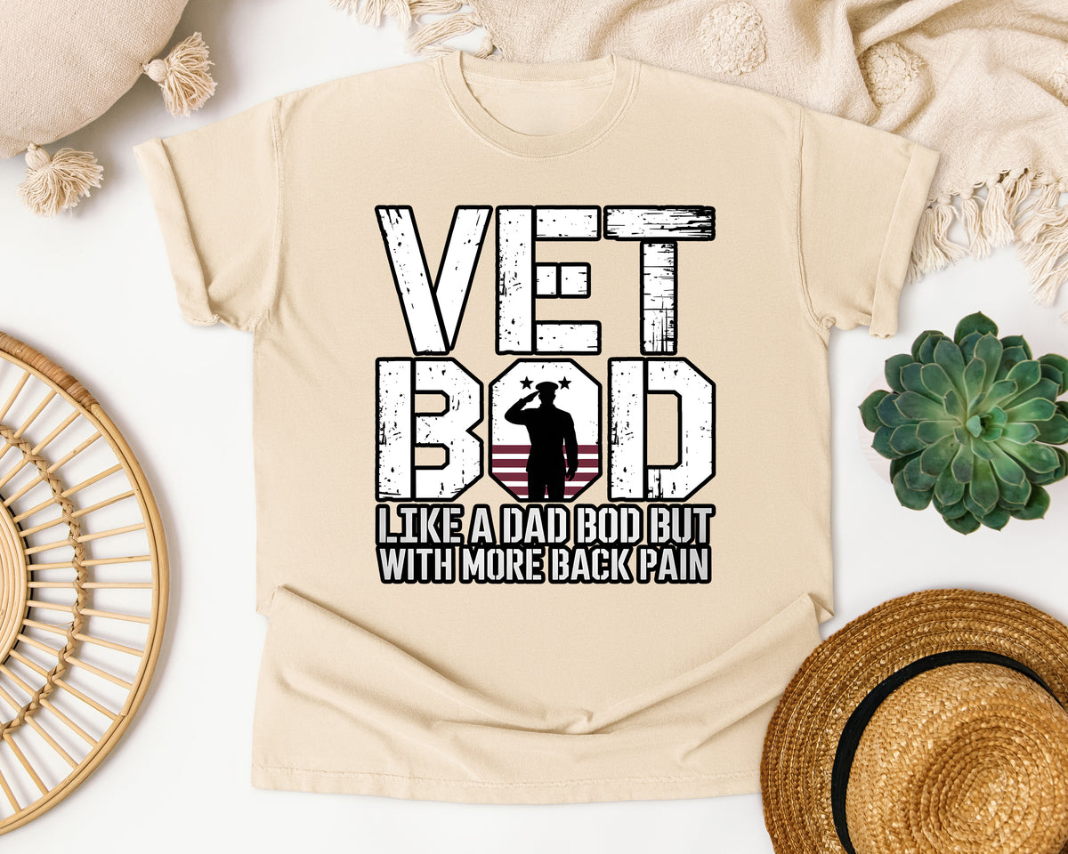 Vet Bod Like A Dad Bod But With More Back Pain graphic tee in Ivory