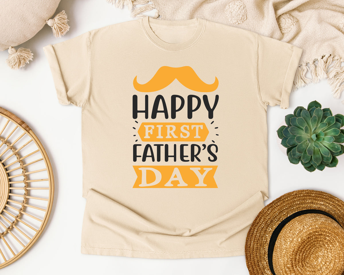 Happy First Father's Day Gold graphic tee in Ivory