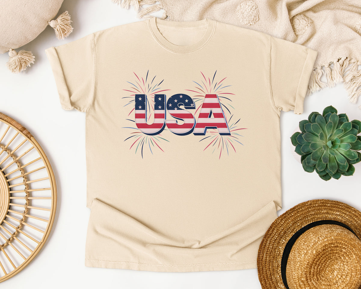 USA Grey graphic tee in Ivory
