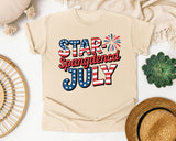 Star Spangled July Grey graphic tee in Ivory