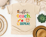Coffee Teach Repeat Icons graphic tee in Ivory