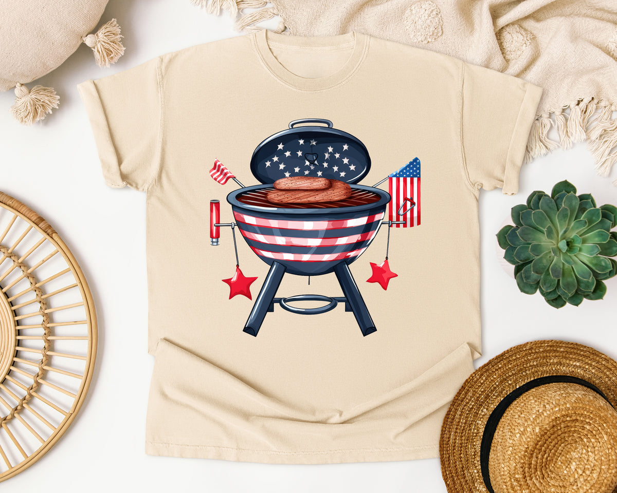 Patriotic BBQ Grill graphic tee in Ivory