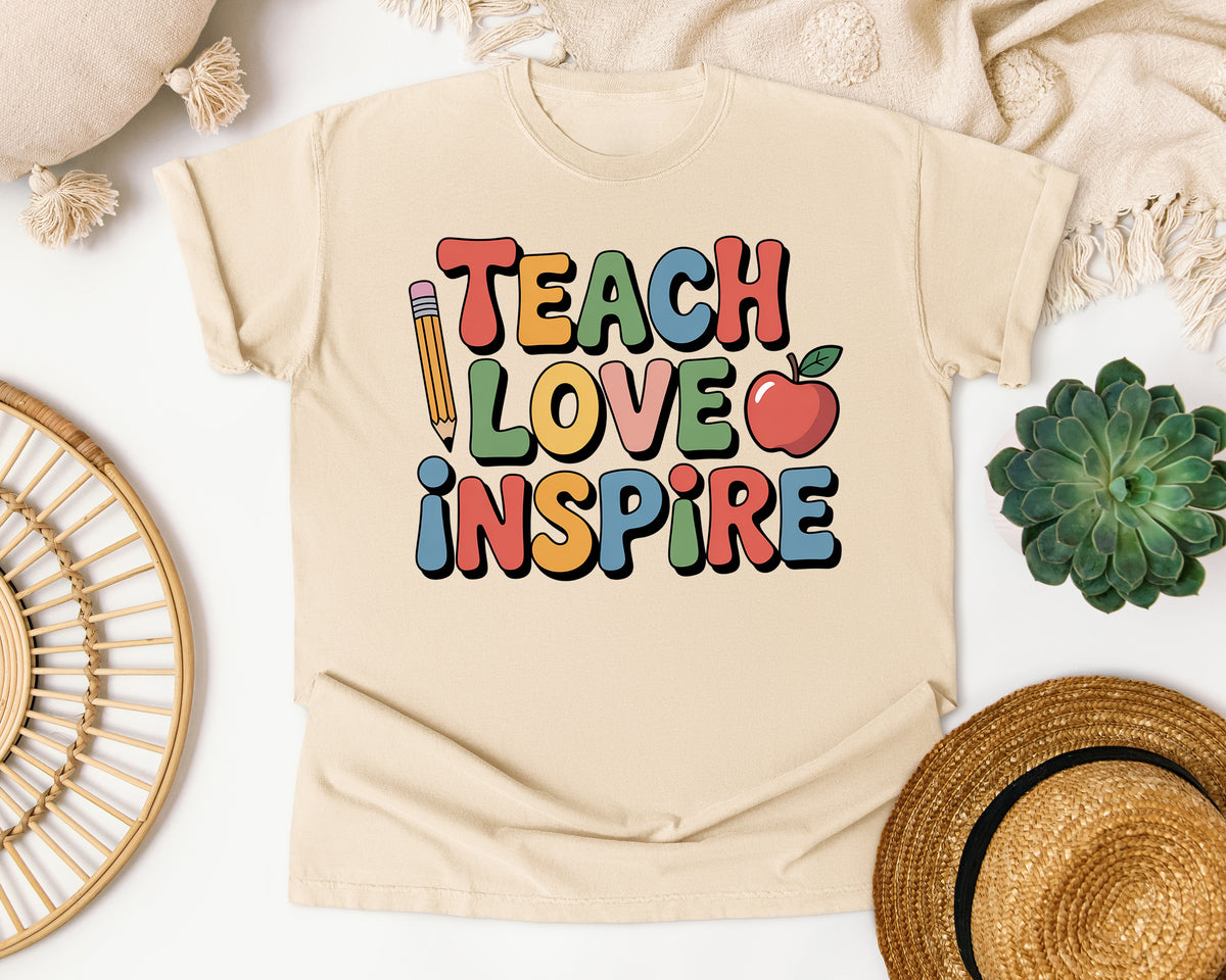 Teach Love Inspire Grey graphic tee in Ivory
