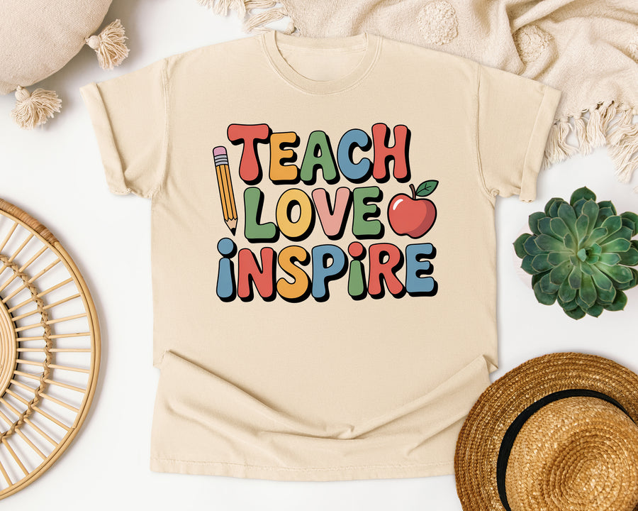 Teach Love Inspire Grey graphic tee in Ivory