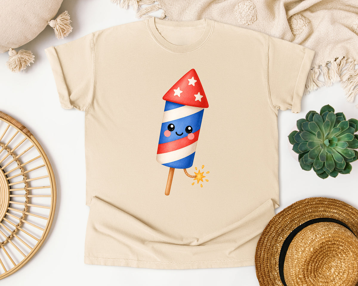 Patriotic Firecracker Rocket graphic tee in Ivory