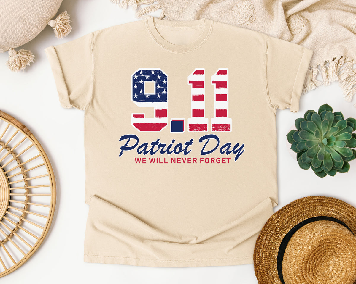 Patriot Day We Will Never Forget Navy graphic tee in Ivory