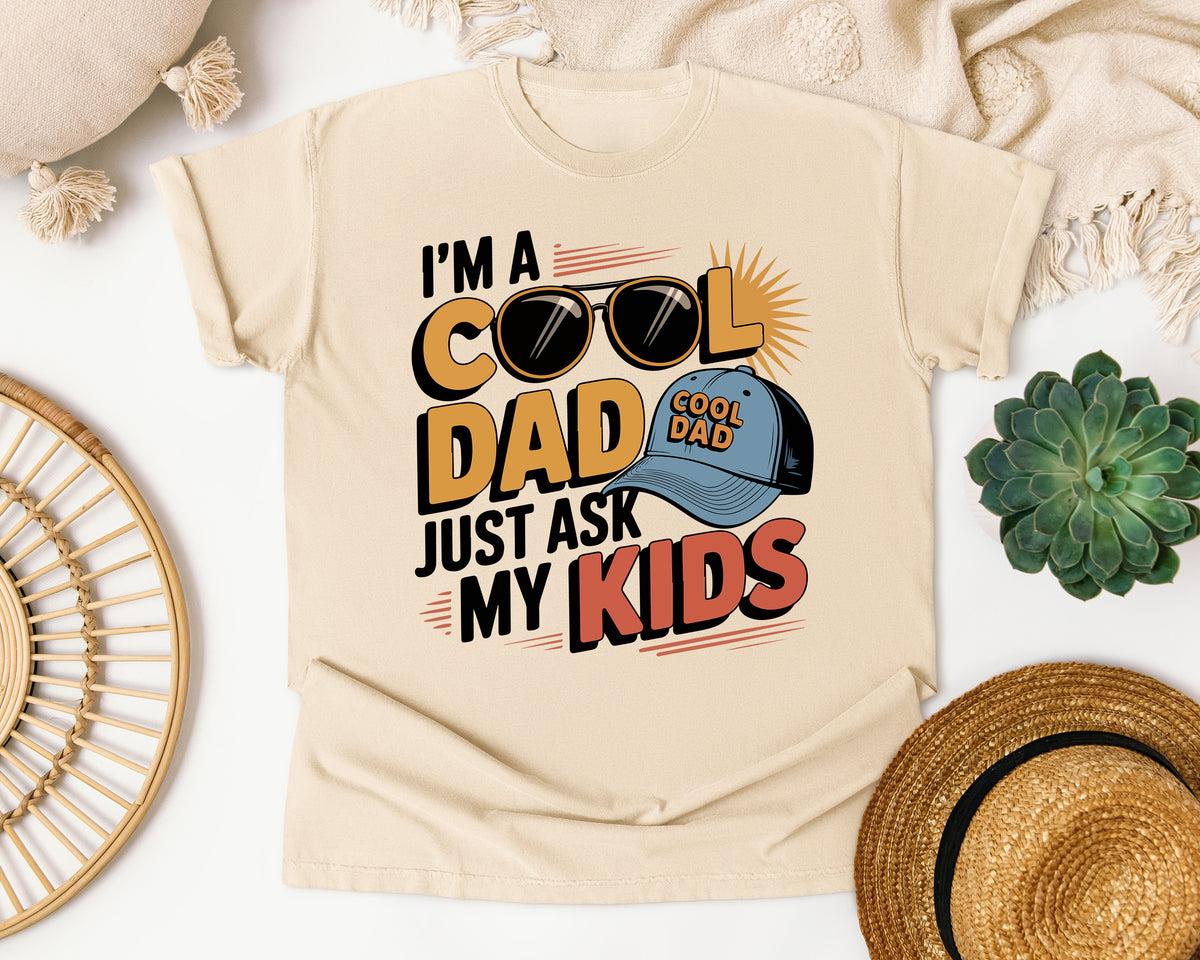 I'm A Cool Dad Just Ask My Kids White graphic tee in Ivory