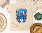 Patriotic Blue Truck graphic tee in Ivory