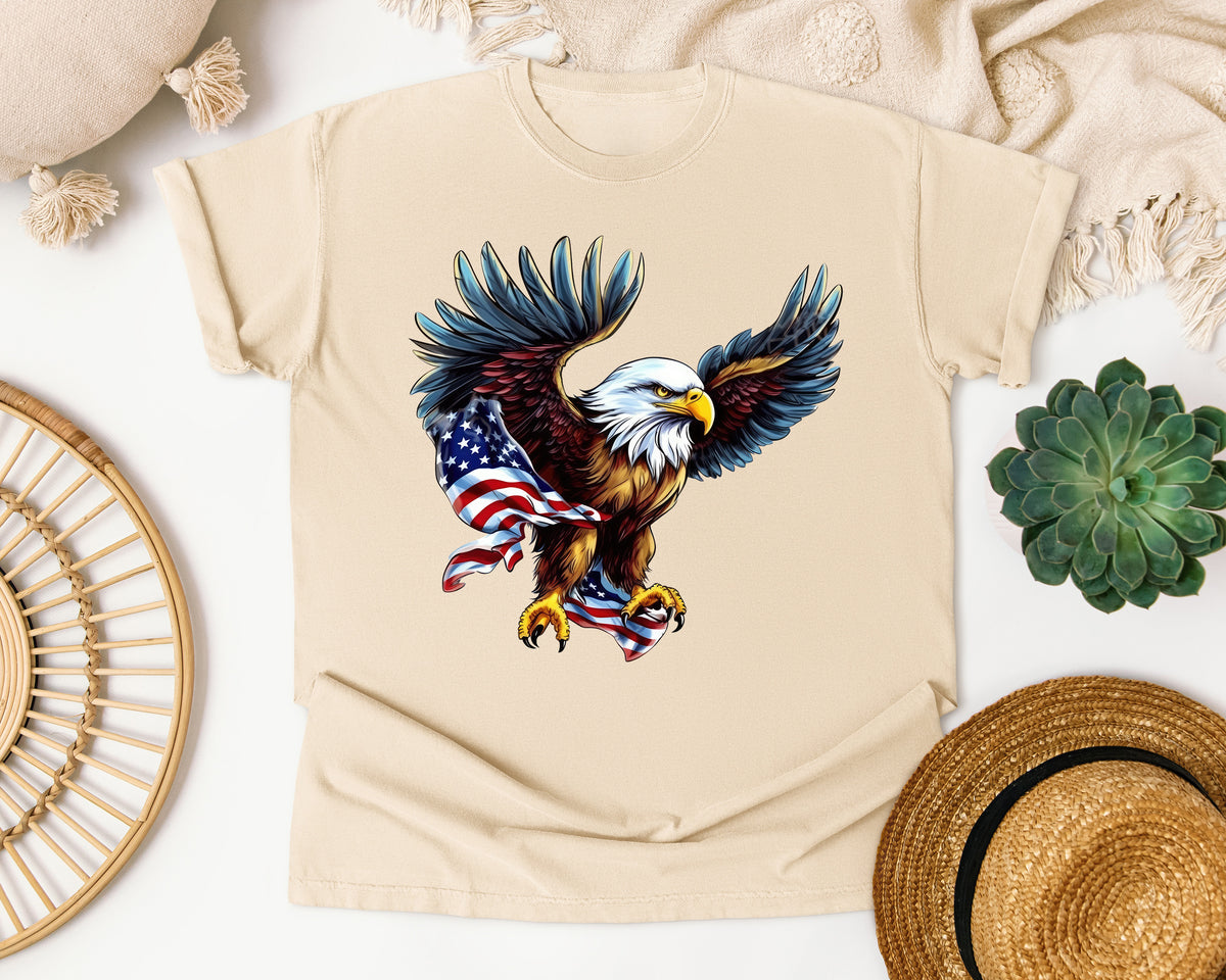 Bald Eagle With Flag graphic tee in Ivory