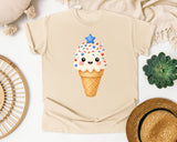 Patriotic Ice Cream Cone Gold graphic tee in Ivory